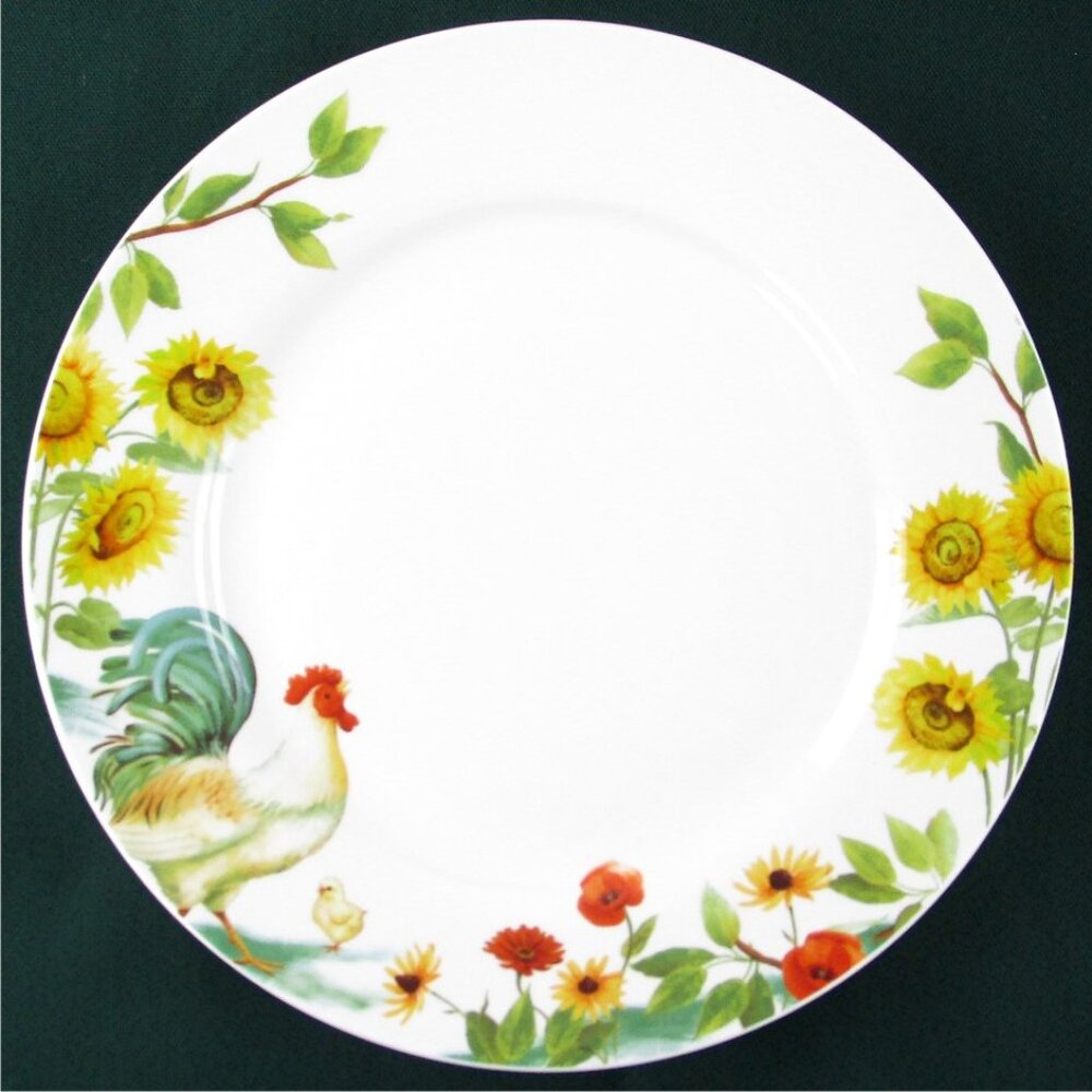 NEW Pfaltzgraff Rooster Meadow, Sunflowers (Daphne B) 10-3/8" Dinner Plate